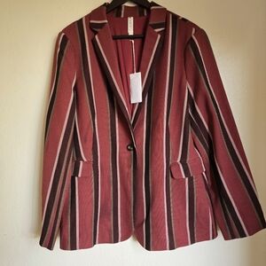 Mural Striped Blazer in Burgundy, Pink, Black